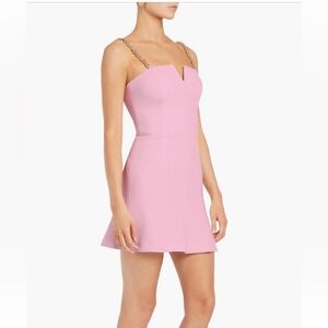 Rebecca Vallance Pierson Chain Strap Mini Dress, Pink, Size 4